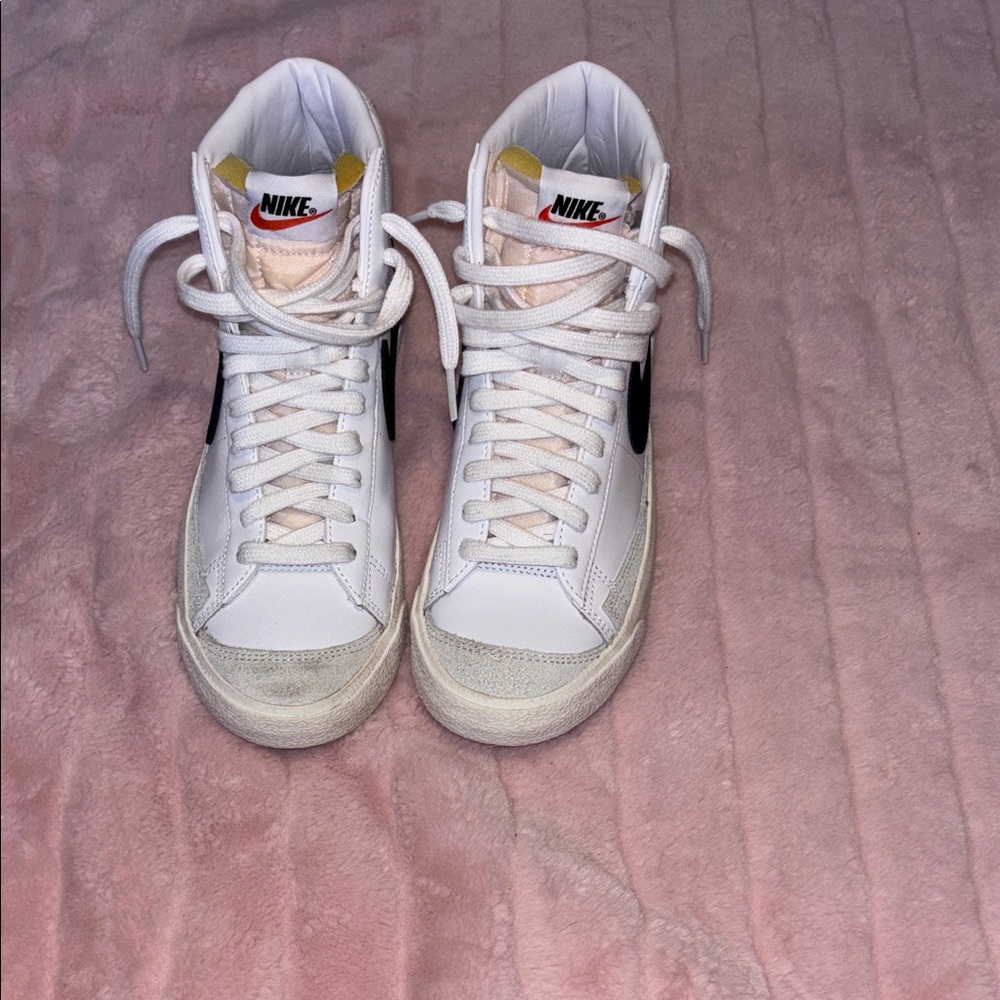 Nike White and Black High-Top Blazer Sneakers